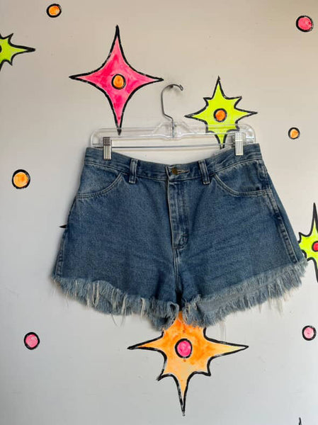 Vintage 90s Grunge Denim Cut Off Shorts - Mid Rise Jean Shorts 32" Waist
