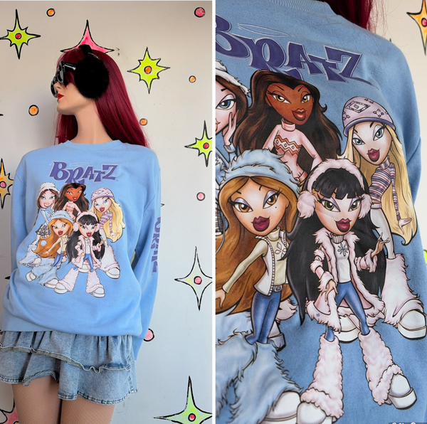 Bratz Doll Pop Art Graphic Sweatshirt Y2K Dollcore Kawaii Pullover | M