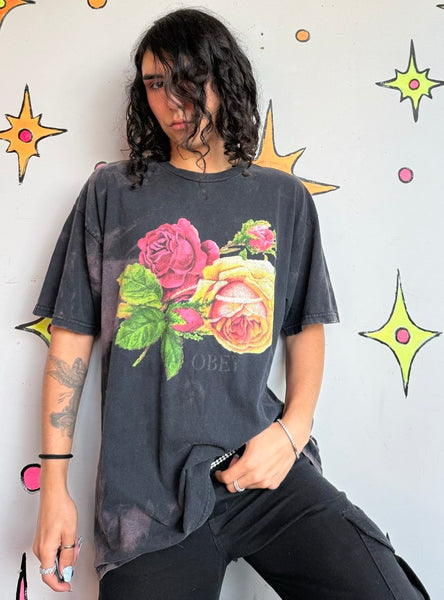 Obey Bed of Roses Tee Grunge Skater Graphic T-Shirt Streetwear XL