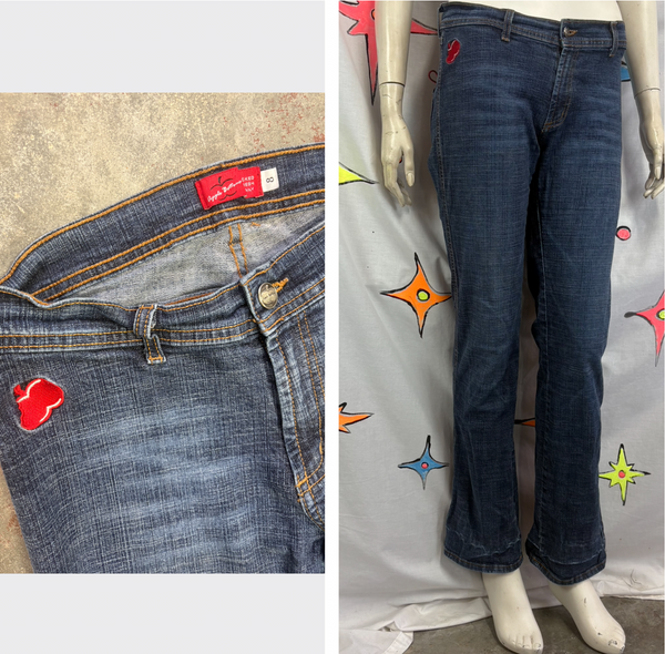 Y2K Apple Bottom Jeans Dark Wash Denim Low Rise McBling Size 8