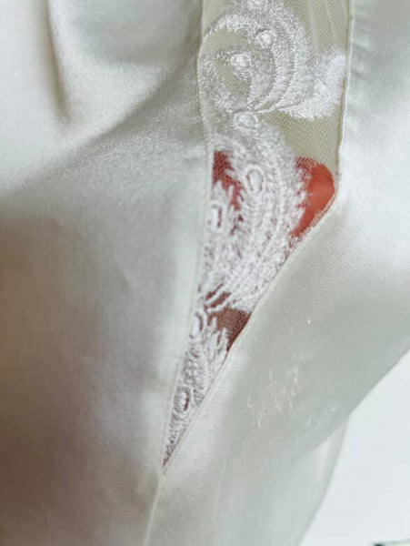 Vintage White Silk Camisole Pearl Beaded Lace Rococo Coquette Romantic Blouse ML