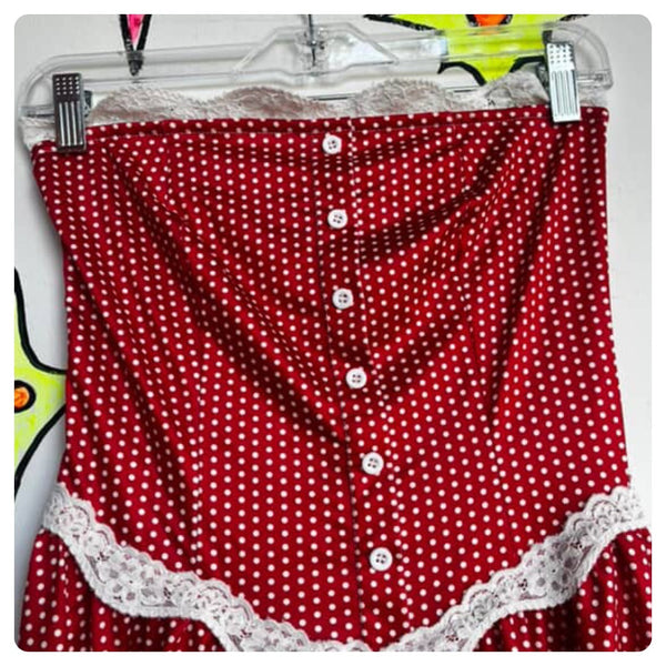 Vintage 90s Y2K | Cherry Red Polka Dot Clown Babydoll Grunge Mini Dress | Small