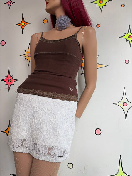 White Lace Abercrombie Pencil Mini Skirt Art Deco Rococo Dollcore Grunge S