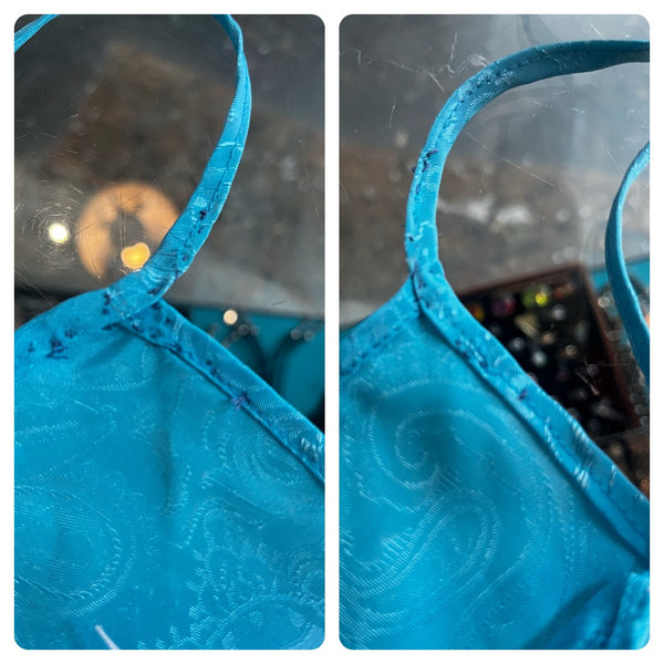 Vintage 90s Y2K | Blue Babydoll Lingerie Mini Dress Slip Dress | L