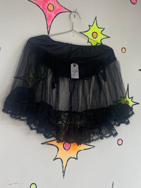 Black Tulle Mini Skirt Crinoline Goth Victorian Balletcore Tutu Skirt M