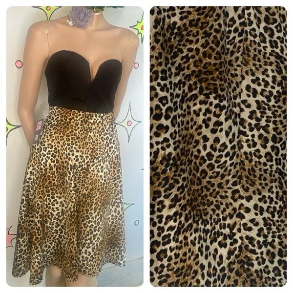 50s Style Rockabilly Pinup Retro Leopard Print Pin Up Glam Retro Twirl Skirt S