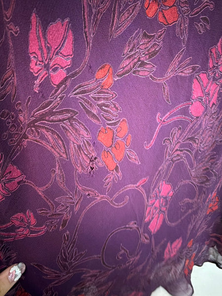 90s Purple Fairy Grunge Cowl Neck Midi Dress Ethereal Romantic Gown - M