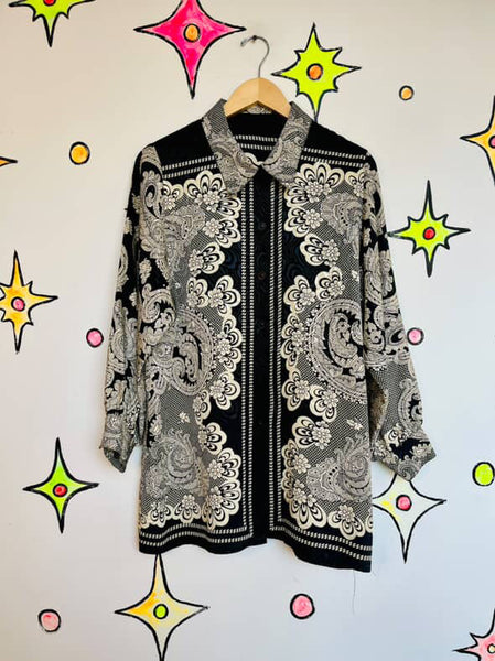 Vintage 80s Paisley Boho Fairy Grunge Whimsy Goth Flowy Blouse – XL+ Howard Wolf