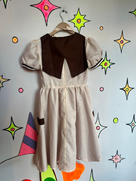 Vintage Sailor Schoolgirl Babydoll Dress Cottage Academia Cosplay Bow Belt S
