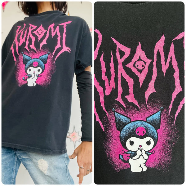 Y2K Kuromi Black Tee - Sanrio Official Merch - Gothic Cute Graphic T-Shirt SM