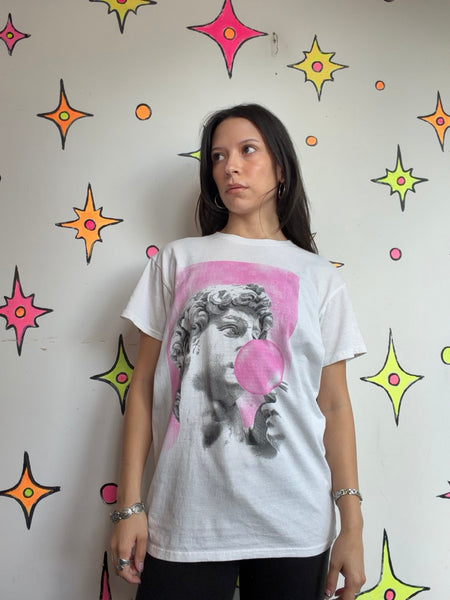 David Pop Art Graphic T-Shirt | Modern Art Museum Aesthetic Streetwear Tee M