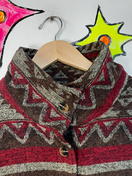 Vintage Southwestern Aztec Coat / Jacket – 90s Boho Tribal Style – Size M