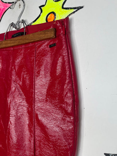 A'X Armani Exchange Red Glossy Vinyl Pants Red Faux Leather Vixen Rockstar XS