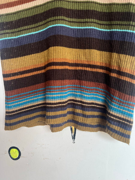 Retro Striped Turtleneck 60s 70s Mod Rainbow Groovy Clowncore Grunge Top M