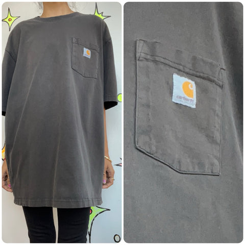 Vintage 90s Y2K Carhartt Gray Tee Grunge Streetwear Workwear Unisex T Shirt | XL