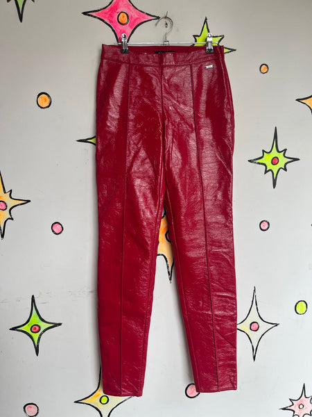 A'X Armani Exchange Red Glossy Vinyl Pants Red Faux Leather Vixen Rockstar XS