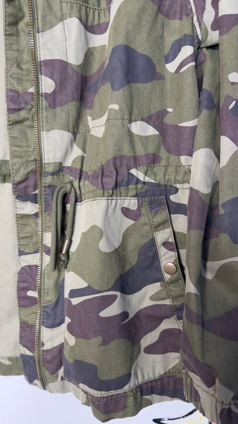 Y2K Army Jacket Military Utility Zip Up Grunge Streetwear Coat Medium