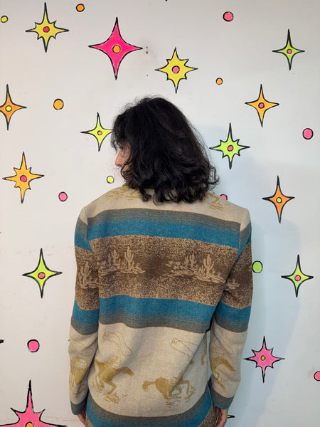 Vintage Boho Western Jacket Retro Southwest Cardigan Coat Cozy Cowgirl Folk XL