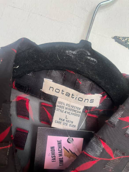 Vintage 90s Sheer Black & Red Long Sleeve Blouse | Whimsy Goth | Notations | L