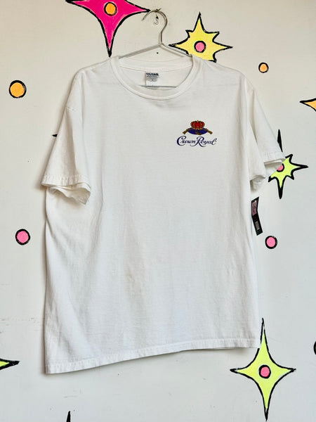 Vintage Crown Royal Graphic Tee | Y2K Whiskey Americana Novelty Shirt M/L