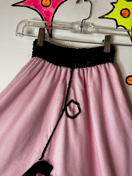 Vintage 50s Style Retro Pink Felt Poodle Skirt | Full Circle Swing Skirt | S