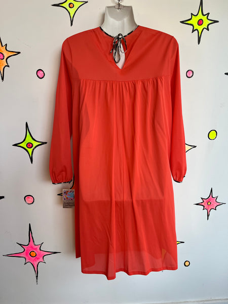 Vintage Red Nighty Lingerie PJs with Leopard Print Kitty Cat