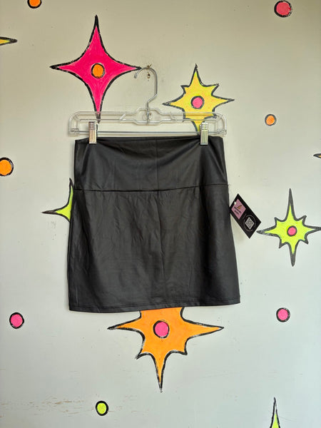 Y2K Vegan Leather Stretchy Shiny Mini Skirt Indie Sleaze McBling Moto Glam M