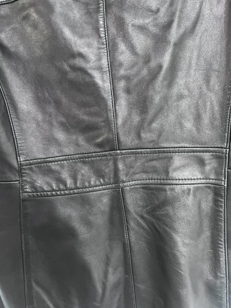 Vintage 90s Black Leather Trench Coat Goth Grunge Leather Jacket - Small