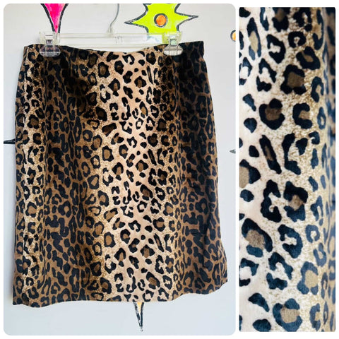 Vintage 90s Y2K Velvet Leopard Print Mini Skirt – Fairy Grunge Glam – Size 6