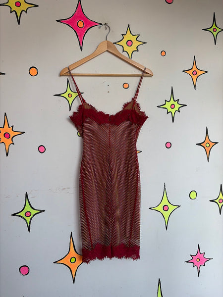 Miss Circle Remi Rhinestone Mesh Dress | Glam Y2K Party Bodycon Mini S/M