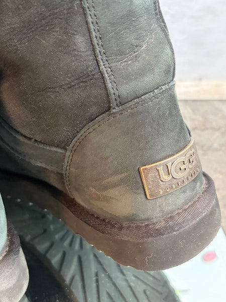 Y2K UGG Australia Sheepskin Genuine Leather Classic Black Winter Boots US 7