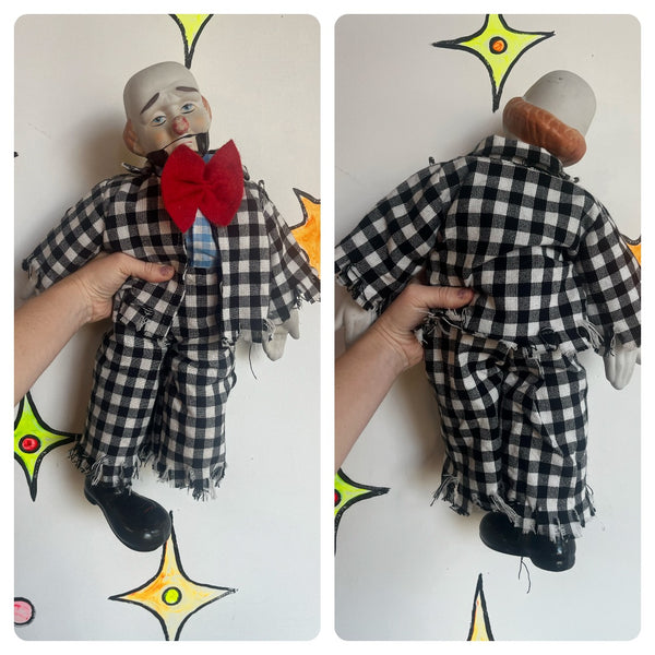 Vintage Porcelain Sad Hobo Circus Clown Doll | Creepy Cute