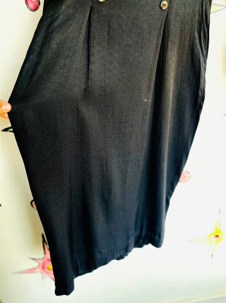 Vintage 90s Goth Fairy Grunge Witchy Boho Minimal Chic Black Long Dress - M/L