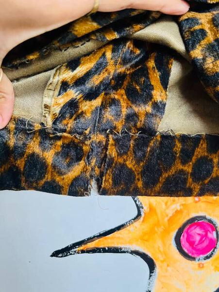 Vintage 80s Leopard Velvet Mini Skirt - Handmade Glam Punk Grunge Goth - 5/6