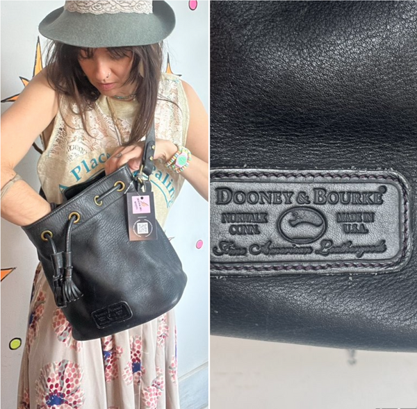 Dooney & Bourke Leather Bucket Bag 90s Minimalist Quiet Luxury Crossbody Purse