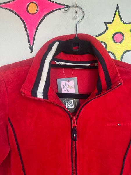Tommy Hilfiger Sporty Zip Up Sweater 90s Preppy Athleisure Vintage Logo Jacket S