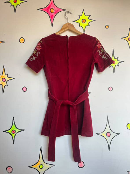 Vintage 60s 70s MOD Micro Mini Dress or Top – Deep Cherry Red Boho Go-Go - S
