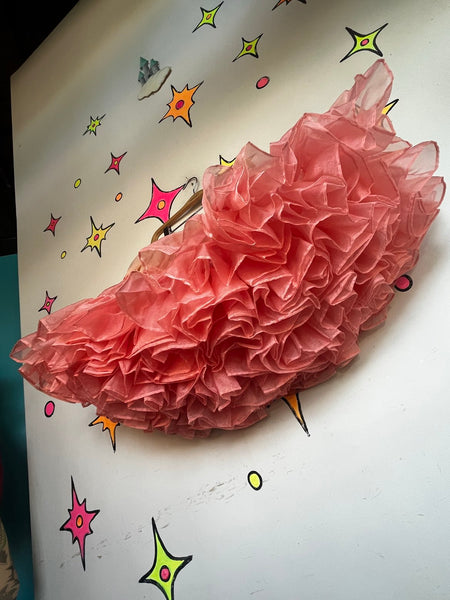 Vintage Pink Petticoat 50s Poofy Crinoline Square Dance Skirt Rockabilly Pinup S