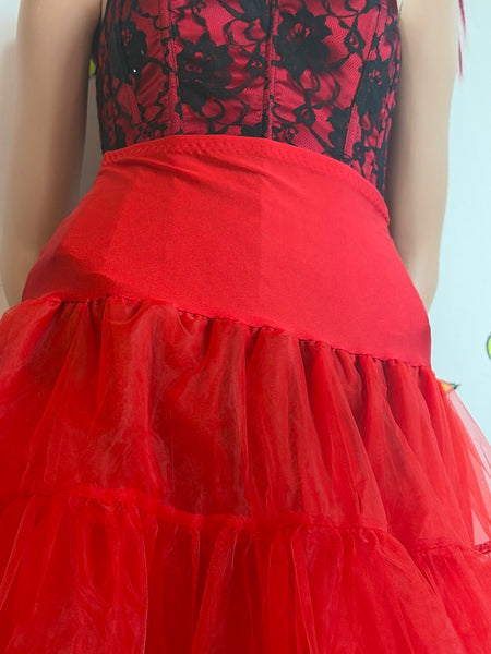 Red Tulle Petticoat | Lolita Goth Cupcake Crinoline Skirt Retro Pin Up Medium