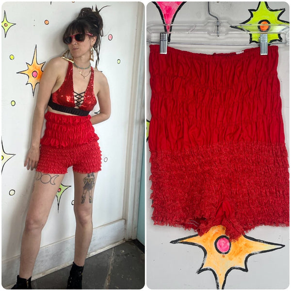 Red Lace Bloomers Malco Modes Western Babydoll Frilly Kawaii Lolita M