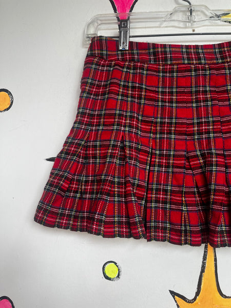 Y2K Red Plaid Mini Skirt Grunge Schoolgirl Skirt Punk Preppy Mall Goth Tartan M