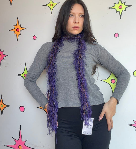 Y2K Purple Fuzzy Fairy Scarf Whimsy Grunge Fairycore Soft Gothic Boho
