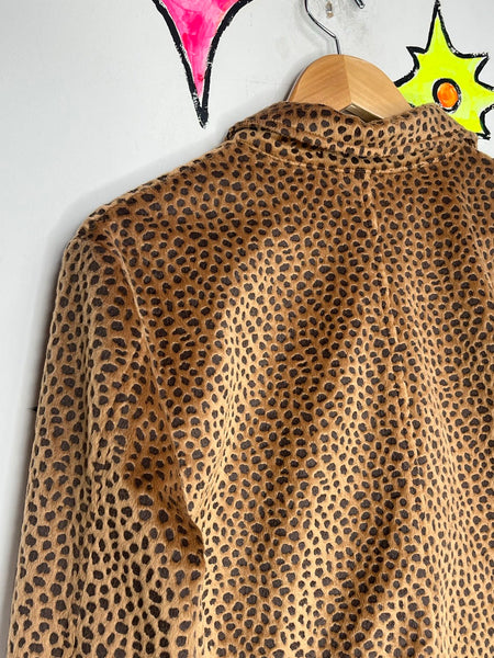 Vintage 90s Y2K Vegan Animal Print Jacket Cropped Grunge Glam Boho - M