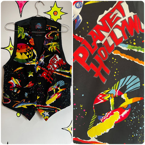 Vintage 90s | Planet Hollywood Men’s Abstract Wearable Art Party Vest | S M