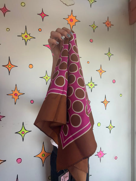 Vintage 70s Geometric Polka Dot Scarf Mod Retro Square Neck Scarf