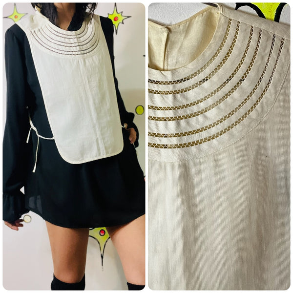 Antique Victorian Off White Lace Accessory Bib Mock blouse Rococo Revival