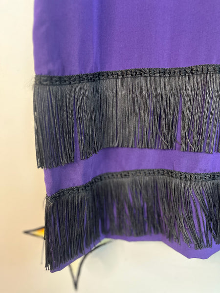 Purple & Black Flapper Fringe Dress – 1920s Gatsby Holiday Party Costume - M