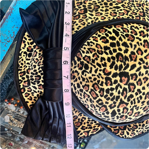 Vintage 50s | Halo Saucer Tilt Hat Delia Deetz Goth Beetlejuice | Leopard Print