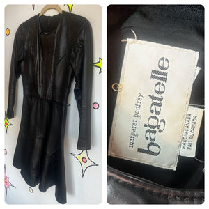 Vintage 80s | Sexy Dominatrix Black Leather Dress Margaret Godfrey Bagatelle S