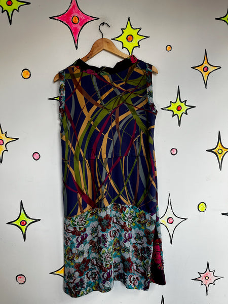 Vintage Johnny Was Silk Patchwork Midi Dress - Boho Fairy Grunge Artwear - M